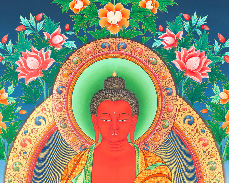 Amitabha Buddha Followed By Other Bodhisattvas | Tibetan Buddhist Thangka Art |