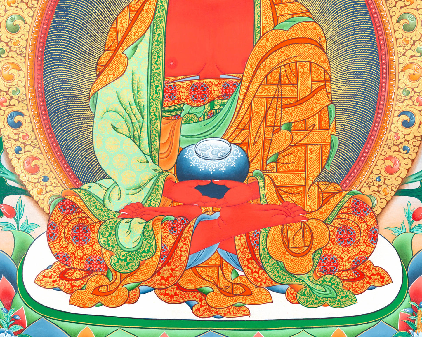 Amitabha Buddha Followed By Other Bodhisattvas | Tibetan Buddhist Thangka Art |