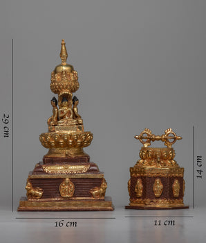 Buddhist Stupa(Chiba Dya) with Vajra Set | Vajra on top of Dharma dhatu Base Statue