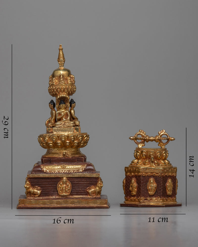 Buddhist Stupa(Chiba Dya) with Vajra Set | Vajra on top of Dharma dhatu Base Statue