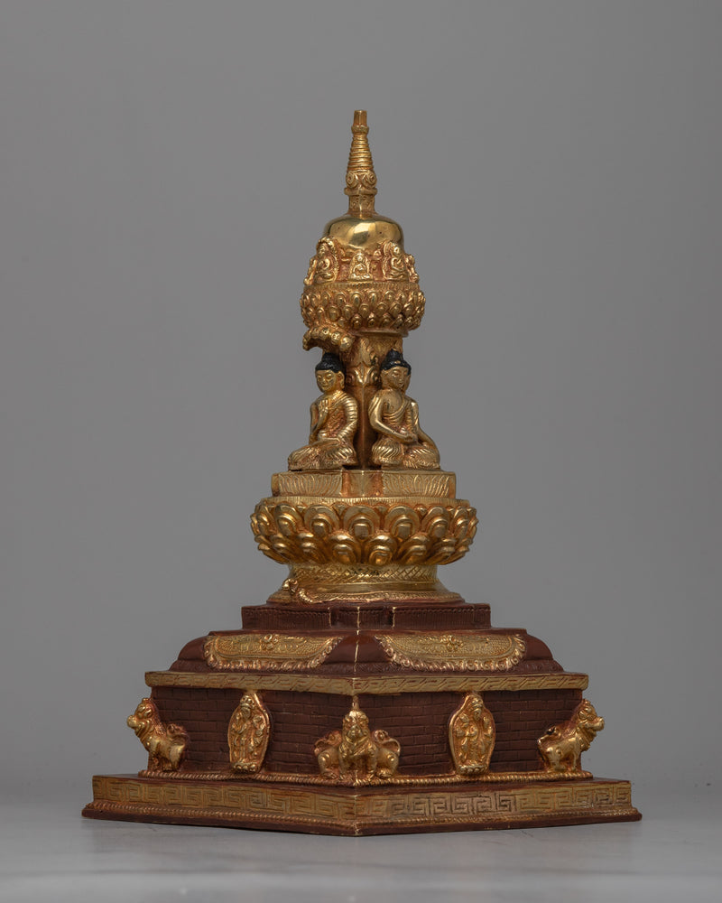 Buddhist Stupa(Chiba Dya) with Vajra Set | Vajra on top of Dharma dhatu Base Statue