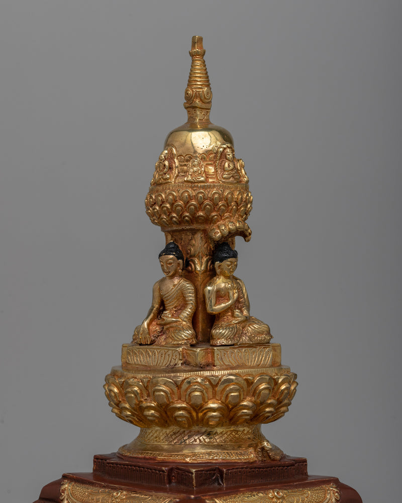 Buddhist Stupa(Chiba Dya) with Vajra Set | Vajra on top of Dharma dhatu Base Statue