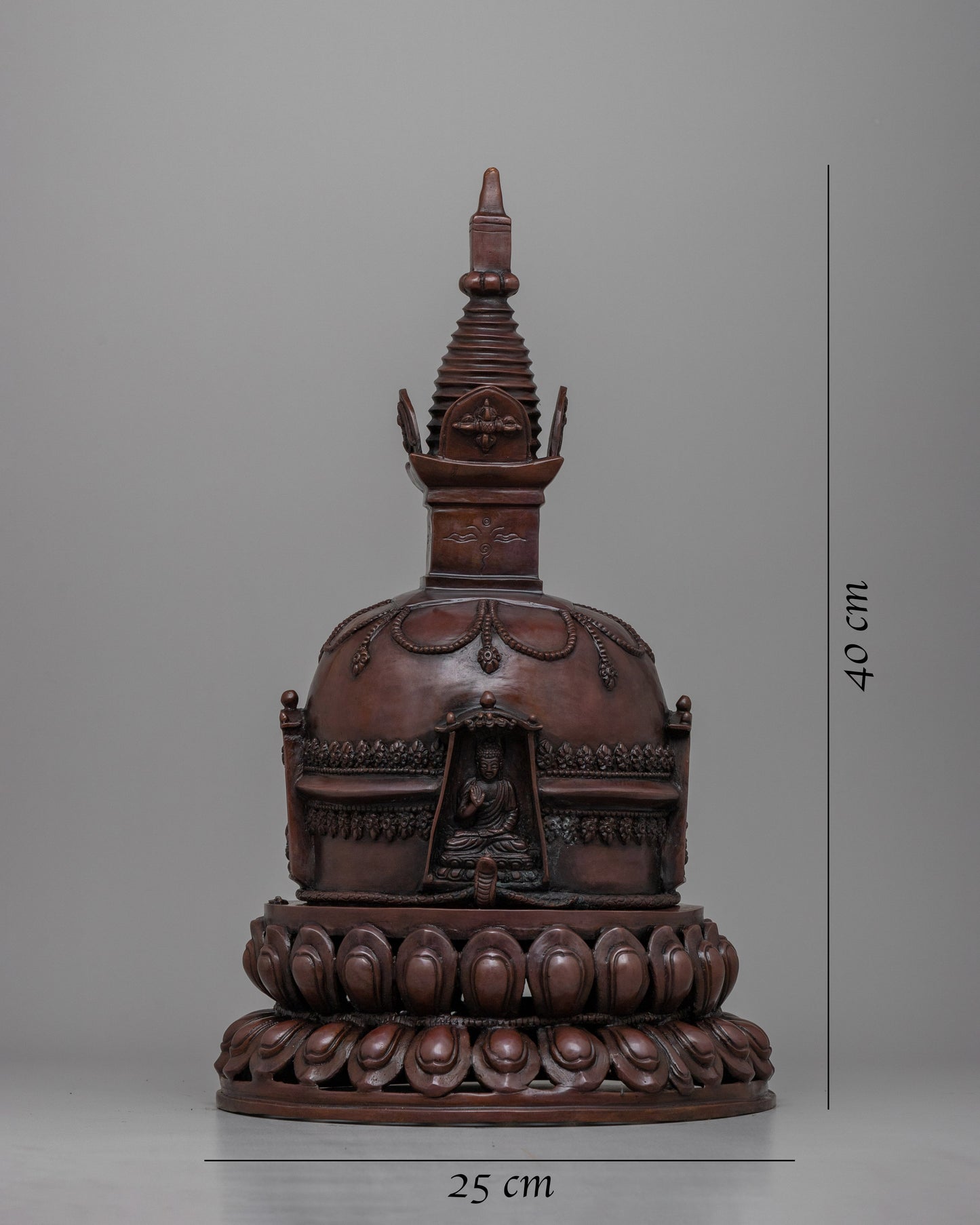 Copper Oxidized Tibetan Stupa | Buddhist Cultural Artifact