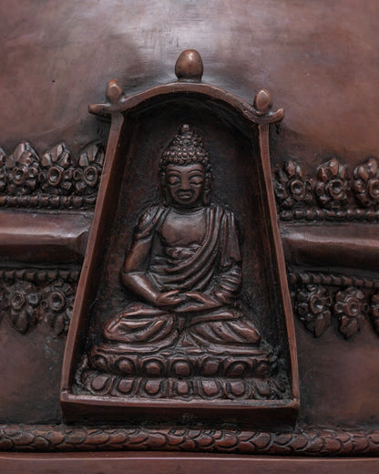 Copper Oxidized Tibetan Stupa | Buddhist Cultural Artifact