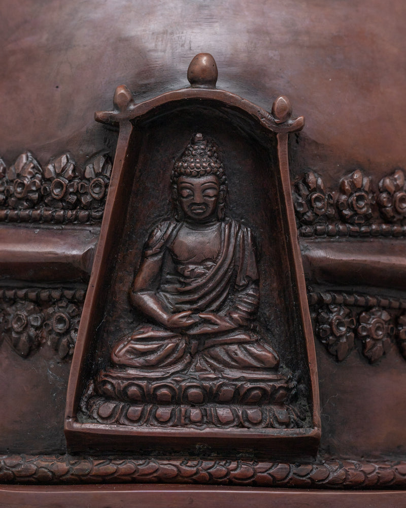 Copper Oxidized Tibetan Stupa | Buddhist Cultural Artifact