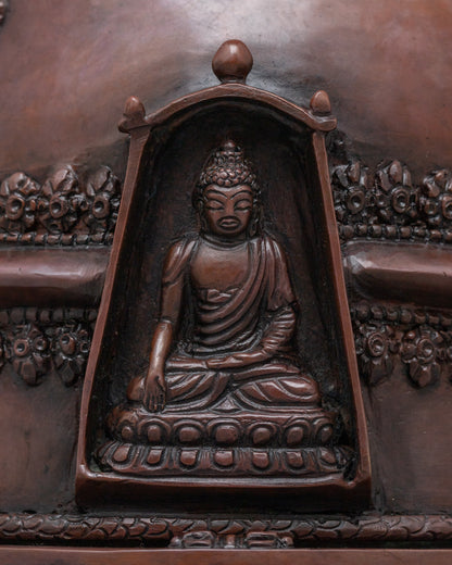 Copper Oxidized Tibetan Stupa | Buddhist Cultural Artifact