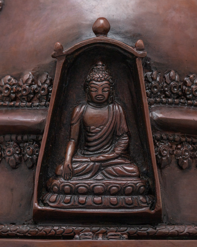 Copper Oxidized Tibetan Stupa | Buddhist Cultural Artifact