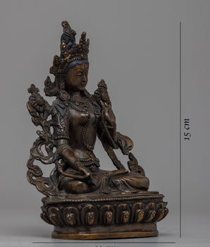Oxidized Copper White Tara Statue |  Copper White Tara Statue with Oxidized Finish