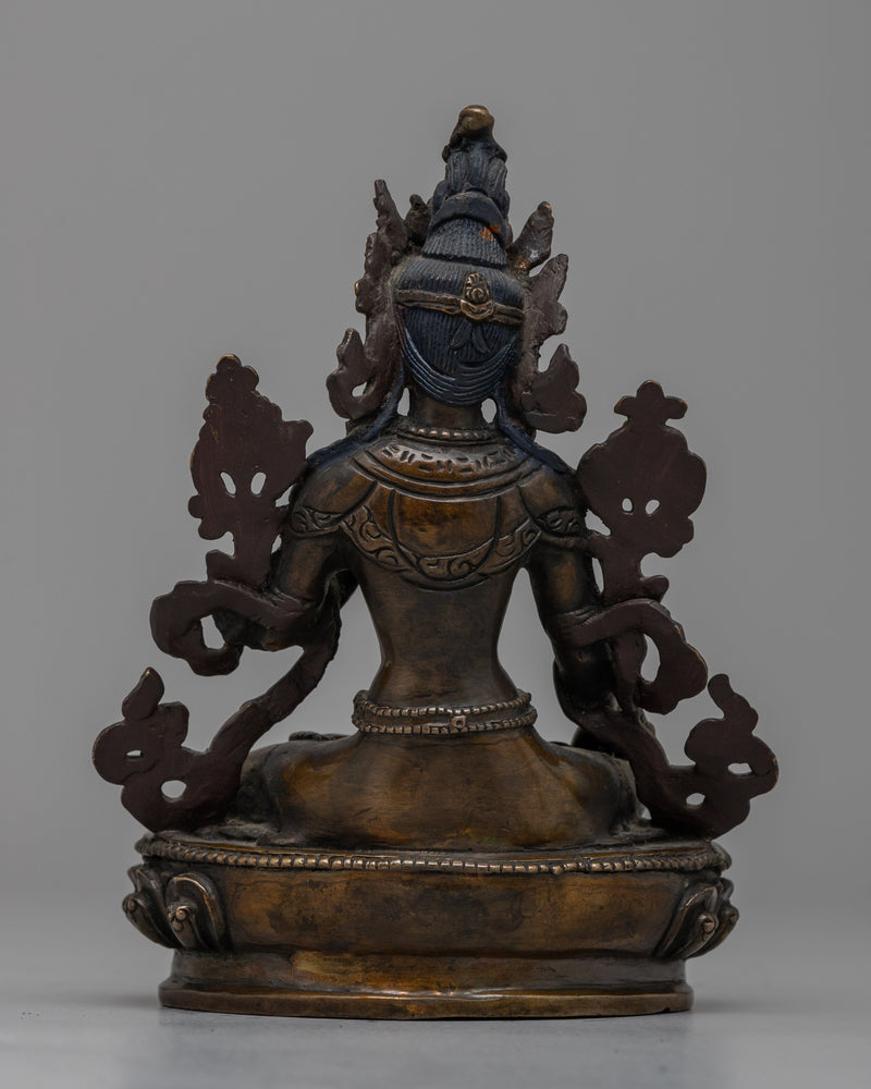 Oxidized Copper White Tara Statue |  Copper White Tara Statue with Oxidized Finish