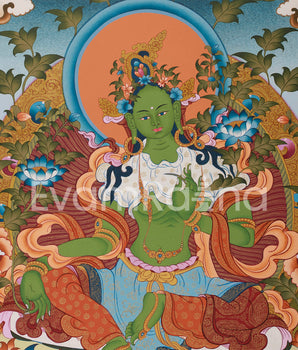 Religious Green Tara Thangka Painting | Mother of Liberation and Compassion