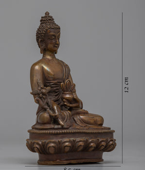 Oxidized Copper Medicine Buddha Statue | Traditional Buddhist Healing Icon