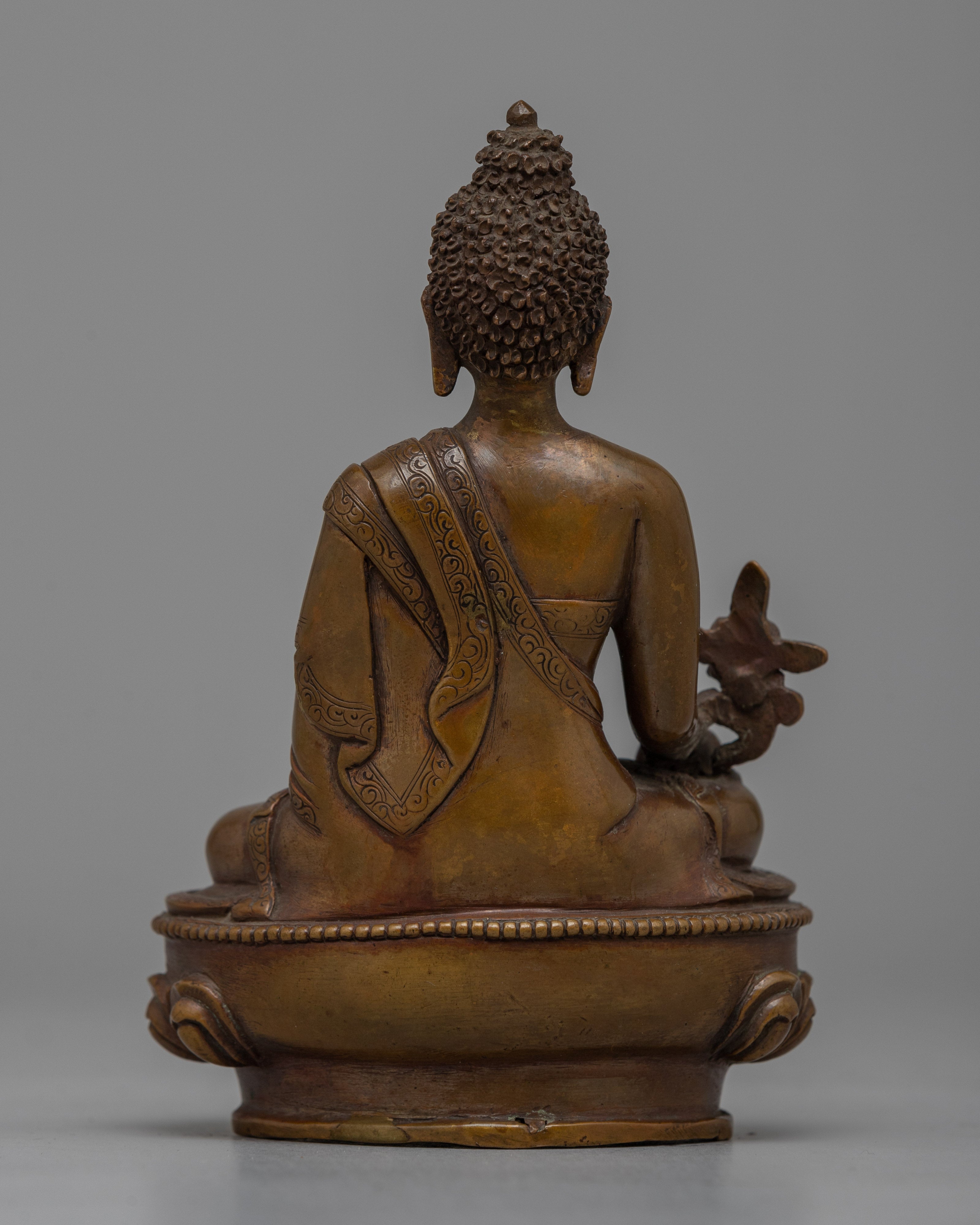 Oxidized Copper Medicine Buddha Statue | Traditional Buddhist Healing Icon