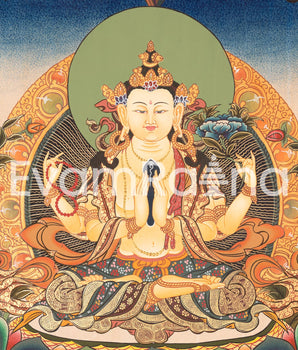 4 Arm Chenrezig Bodhisattva | Compassion Deity Art