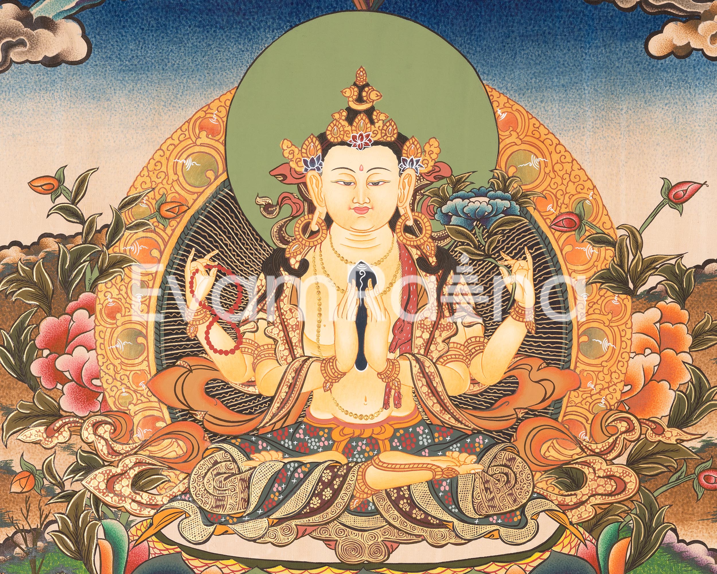 4 Arm Chenrezig Bodhisattva | Compassion Deity Art