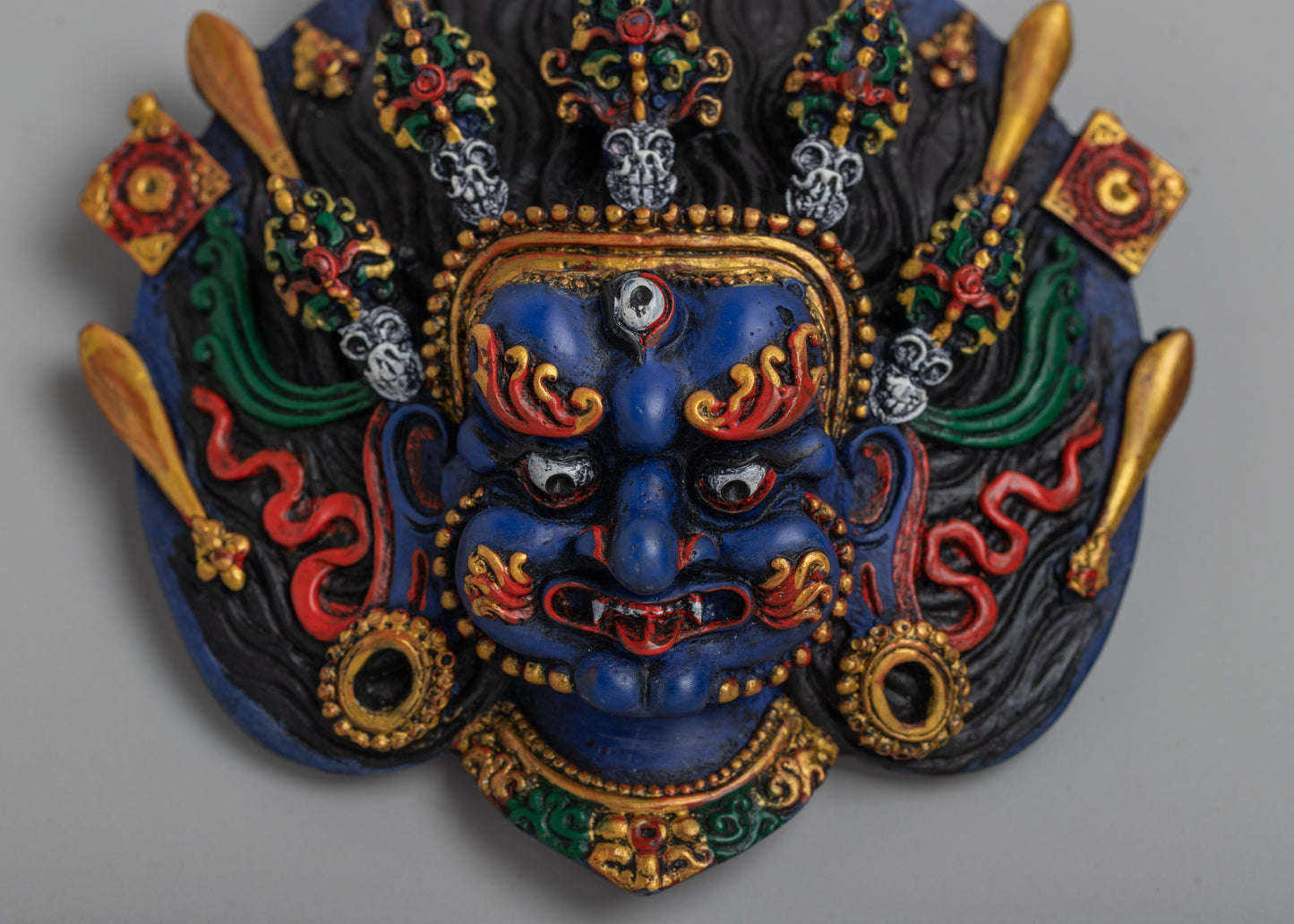 Mahakala Tibetan Mask Wall Decor | Protector Deity Serene Home Decoration