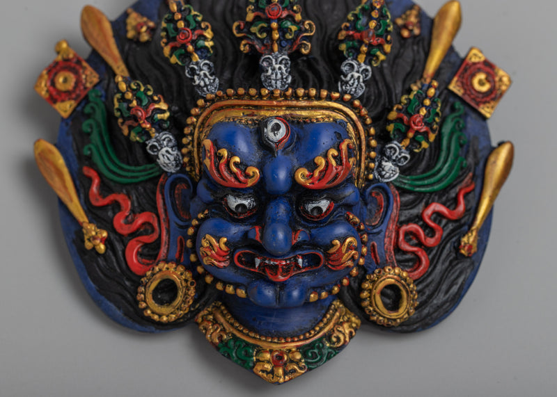 Mahakala Tibetan Mask Wall Decor | Protector Deity Serene Home Decoration