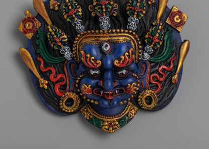 Mahakala Tibetan Mask Wall Decor | Protector Deity Serene Home Decoration