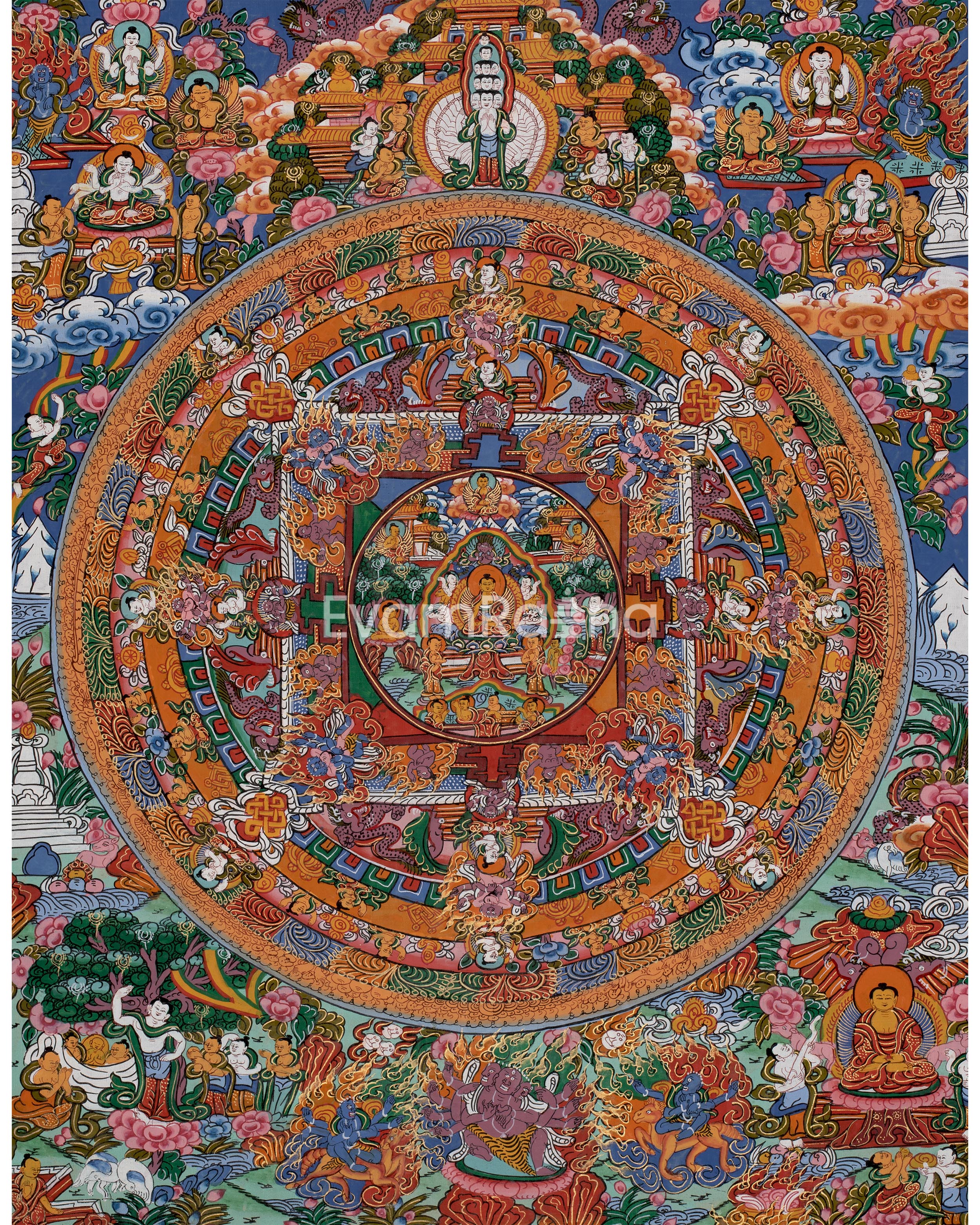 Original Hand-Painted Buddha Shakyamuni Mandala | Tibetan Wall Decoration Painting