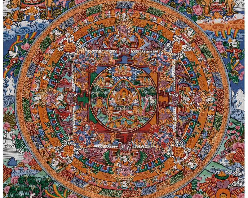 Original Hand-Painted Buddha Shakyamuni Mandala | Tibetan Wall Decoration Painting