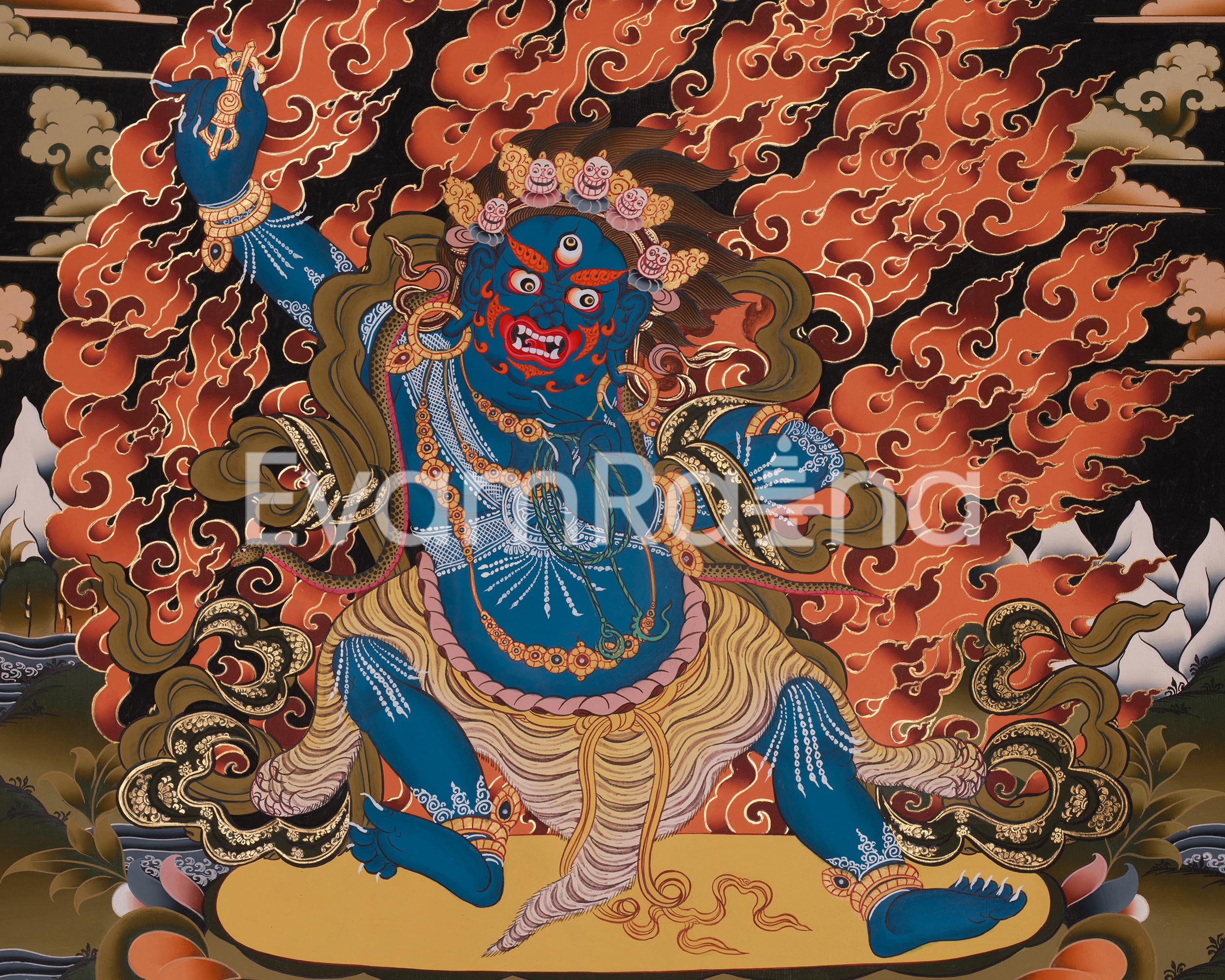 Traditional Three Bodhisattvas: Vajrapani with Manjushri and Avalokiteshvara