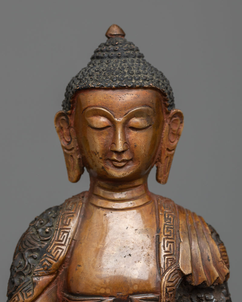 Oxidized Shakyamuni Buddha Statue | Spiritual Practice Enhancer with Cultural Artifact