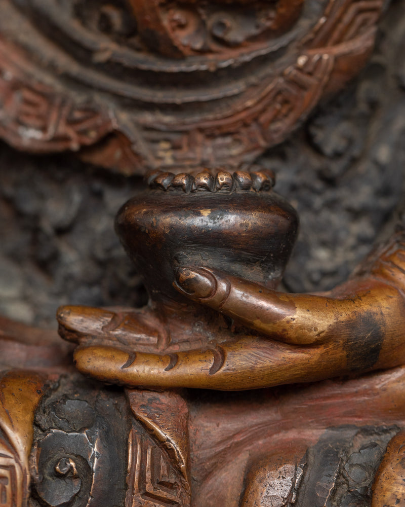 Oxidized Shakyamuni Buddha Statue | Spiritual Practice Enhancer with Cultural Artifact