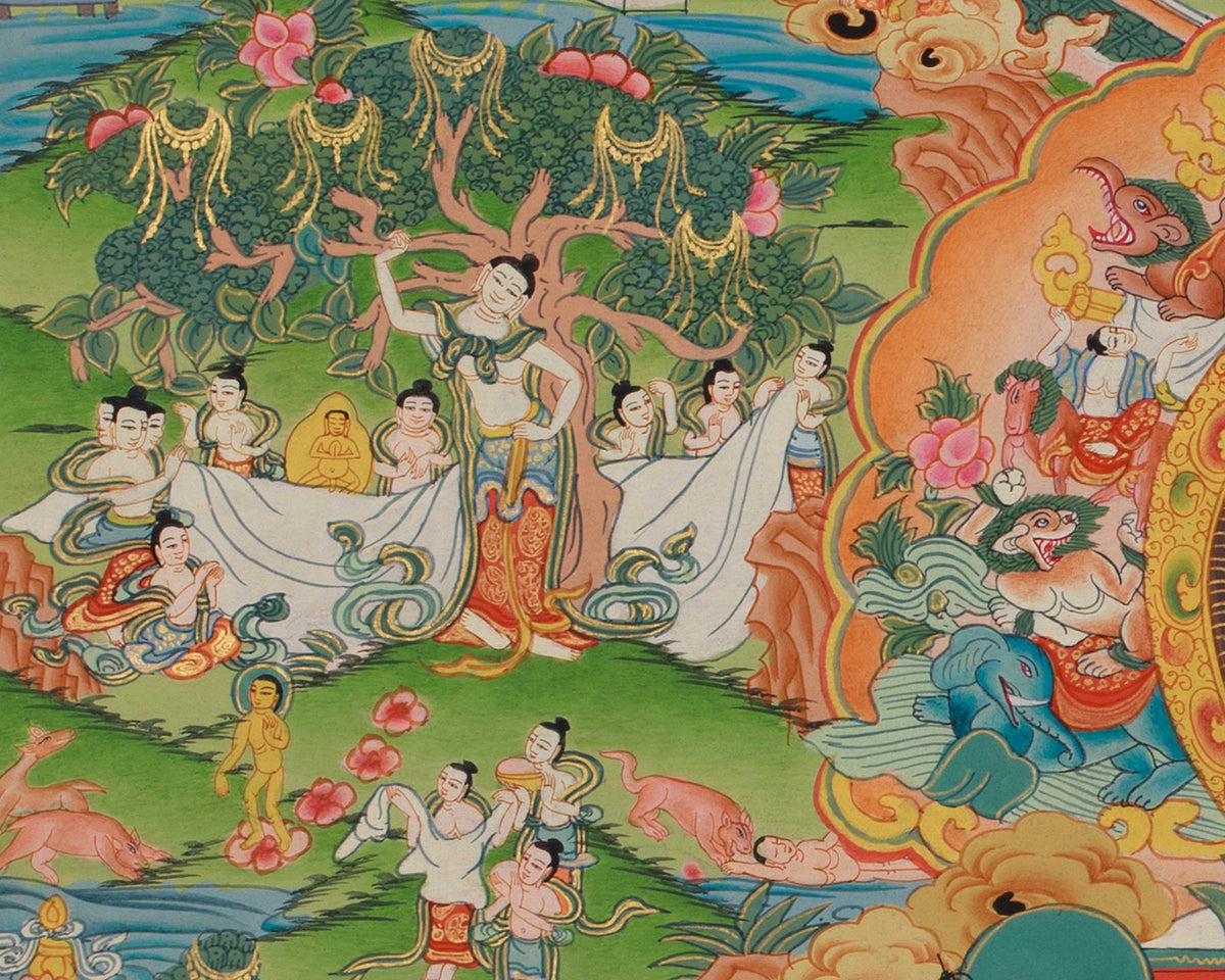 Shakyamuni Buddha Life History thangka | Siddhartha Gautama