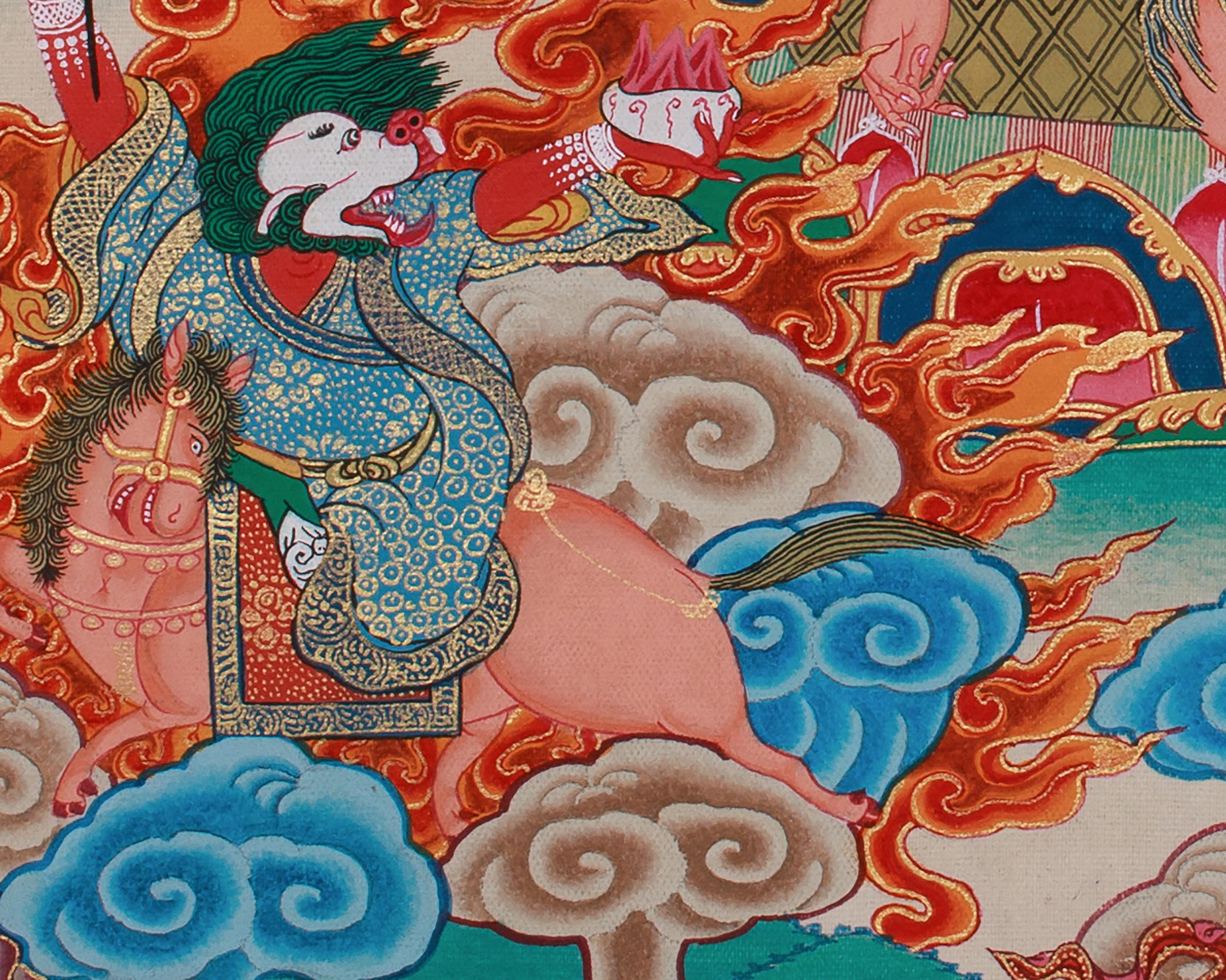 4-Armed Mahakala Painting | Fierce Protector Deity of Wisdom and Power