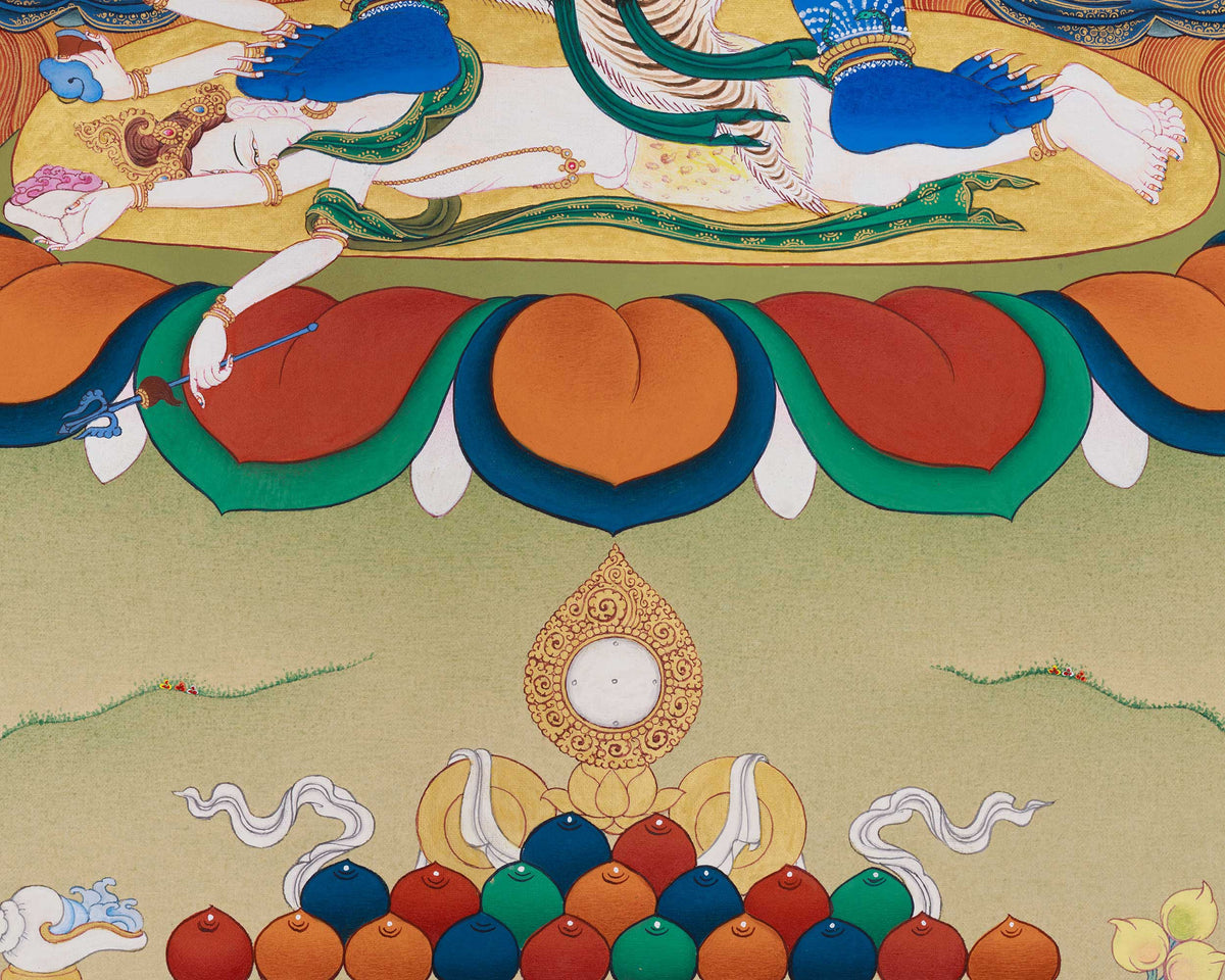 Traditional Thangka of Buta Damara With Mitrupa | Wrathful Bodhisattva Vajrapani