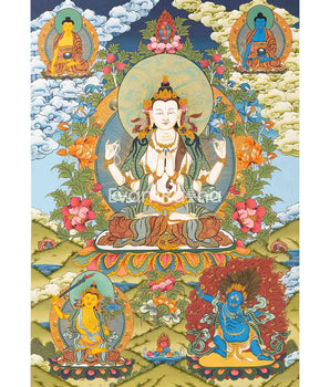 4 Armed Chengrezig Thangka