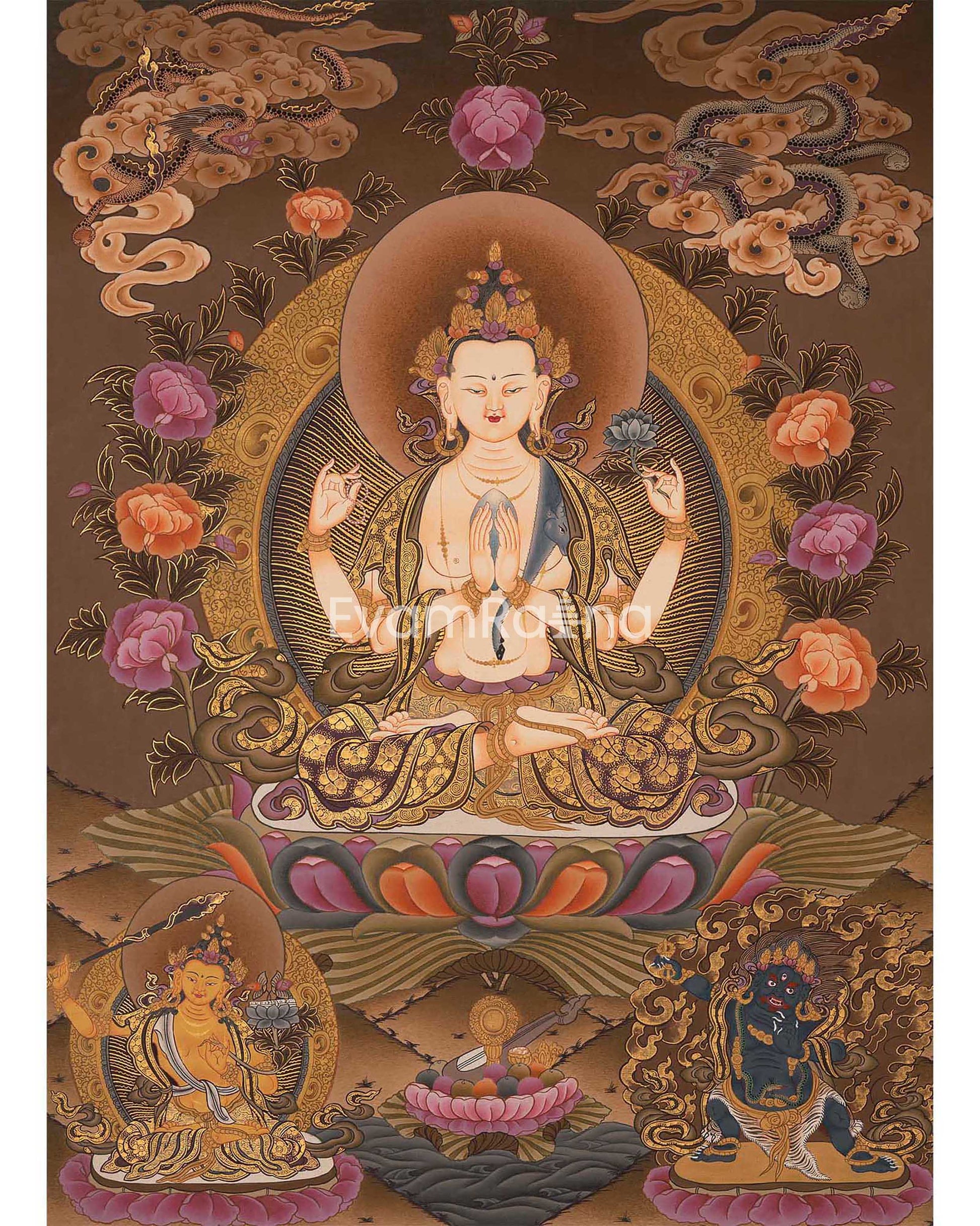 4Armed Chengrezig Thangka 