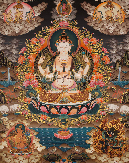 4 Armed Chenrezig Thangka Prints