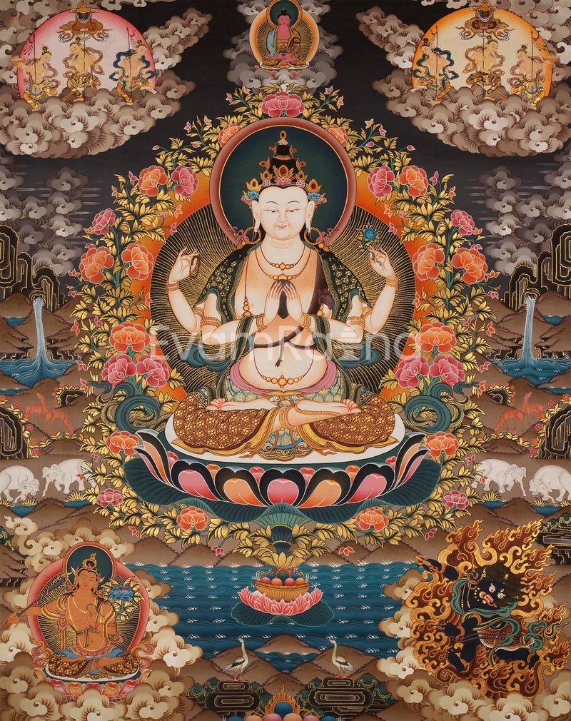 4 Armed Chenrezig Thangka Prints