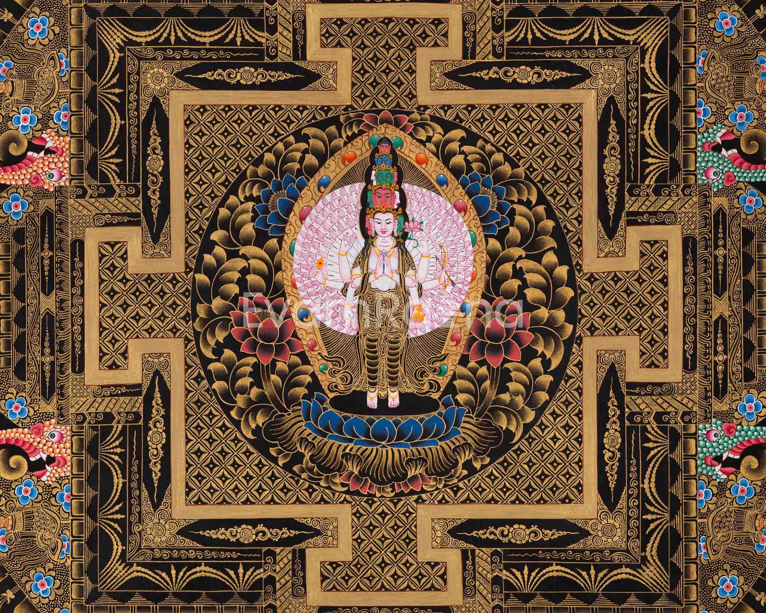 Avalokiteshvara Mandala Print For Practice Of Compassion | High Quality Giclee Print For Room Decor