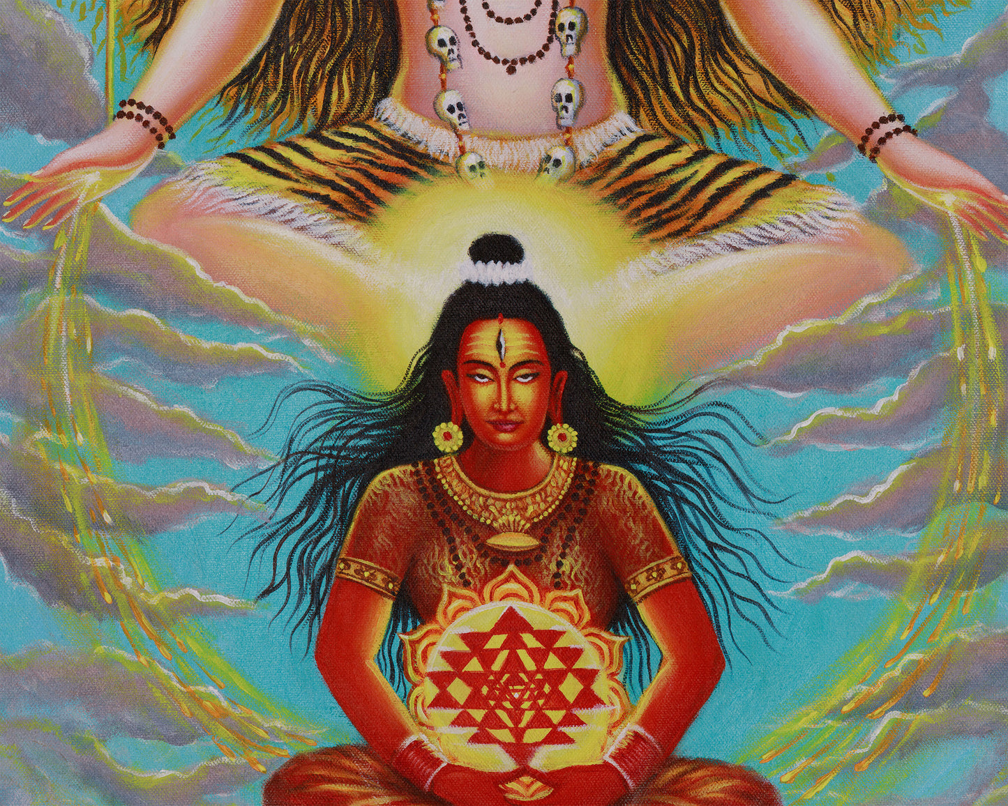 Shankar Parvati Thangka Print | Sacred Hindu Wall Art