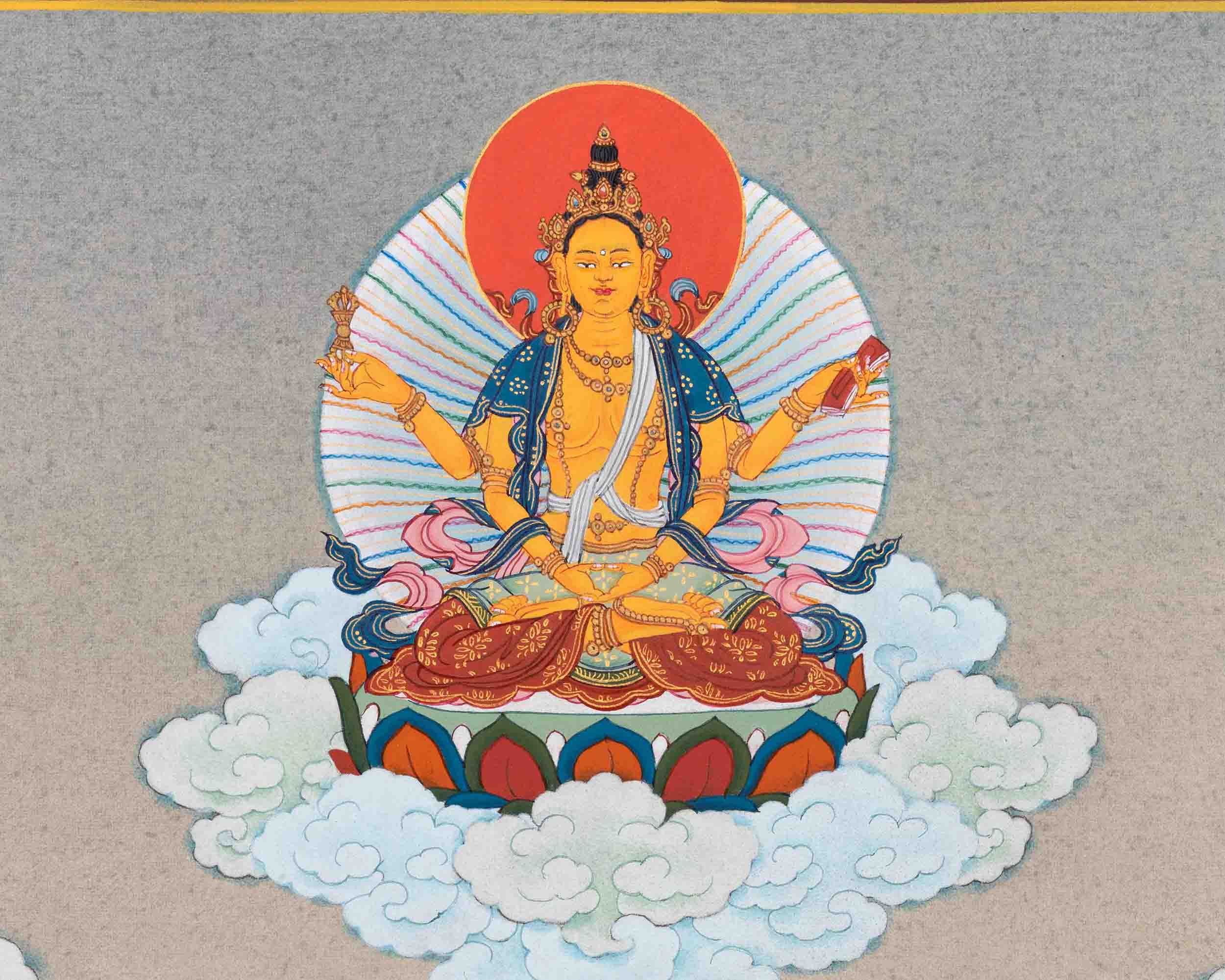 5 Manjushri Thangka as a Symbol of Wisdom | Bodhisattva Art  | Traditional Wall Hanging Decor