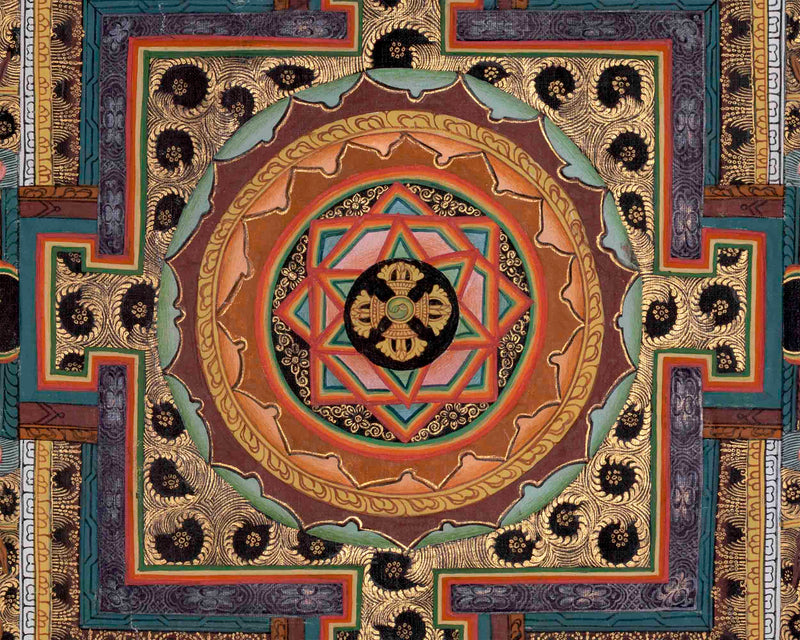 Hand Painted Double Dorje Mandala Thangka | Tibetan Buddhist Art Painting