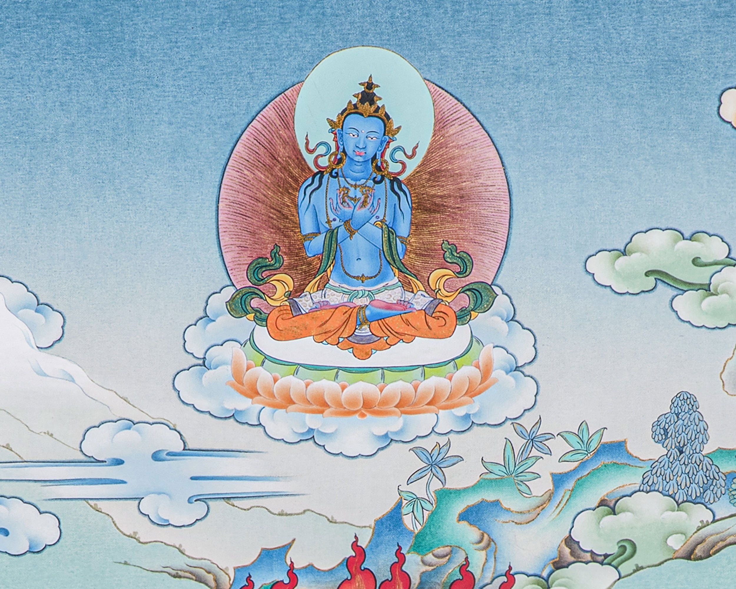Hevajra With Eight Dakinis Thangka | Tibetan Vajrayana Print