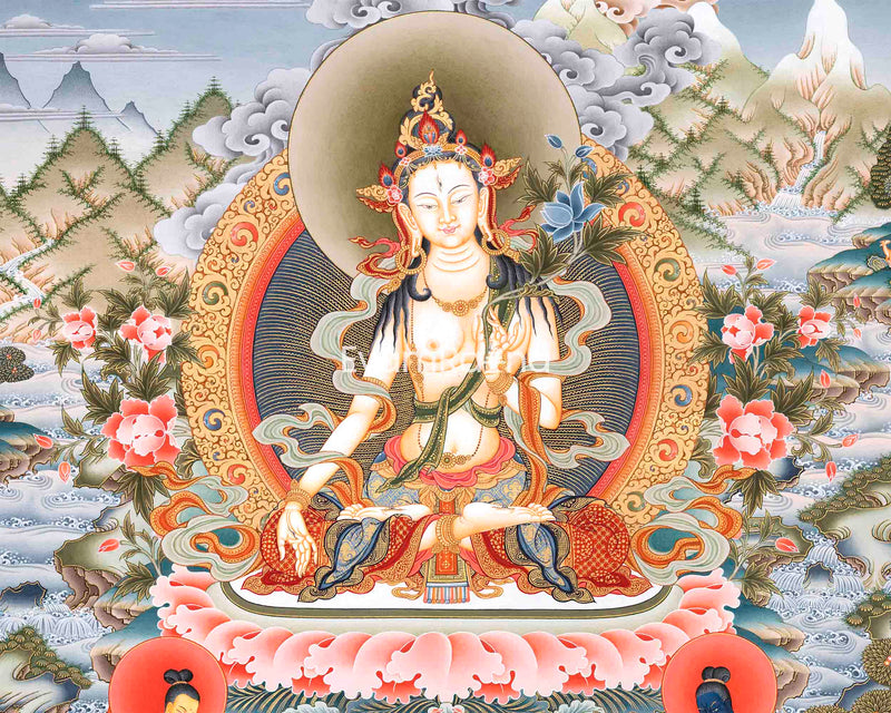 Mother White Tara Canvas Print | Tibetan Buddhist Print | Embrace the Enlightened Beauty