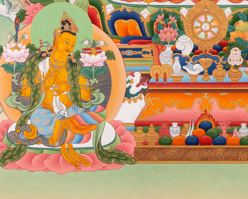 Buddha Shakyamuni with Manjushri and Maitreya Buddha Thangka