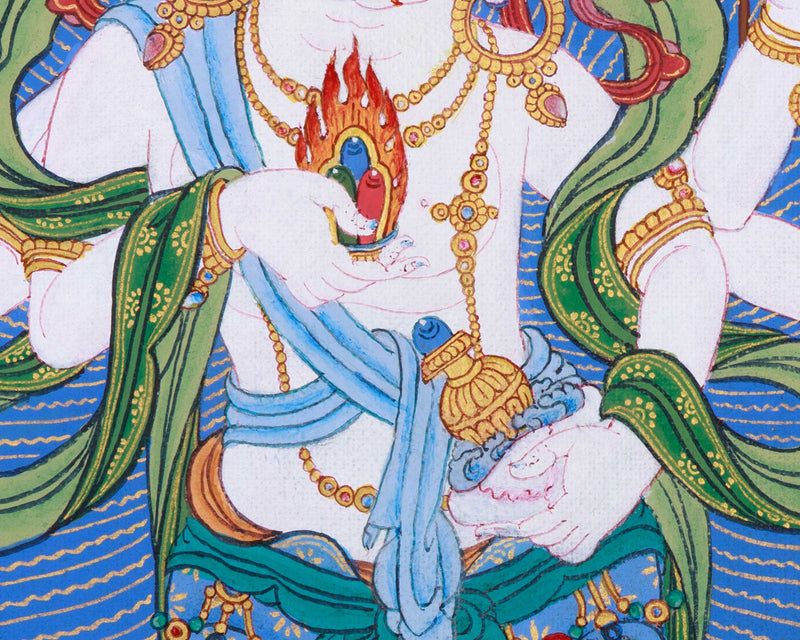 White Mahakala in Sandalwood Jungle, Wonderful Depiction in Thangka