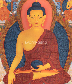 Traditional Buddha Shakyamuni Thangka Print | Peaceful Deity | Home Decor