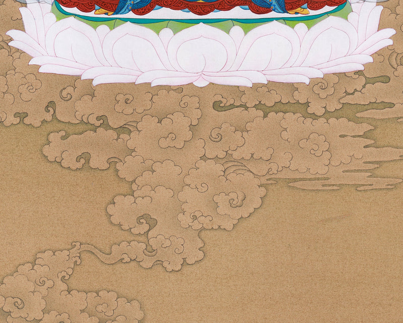 Serene Avalokiteshvara Thangka | Hand-Painted Four Armed Chenrezig Art