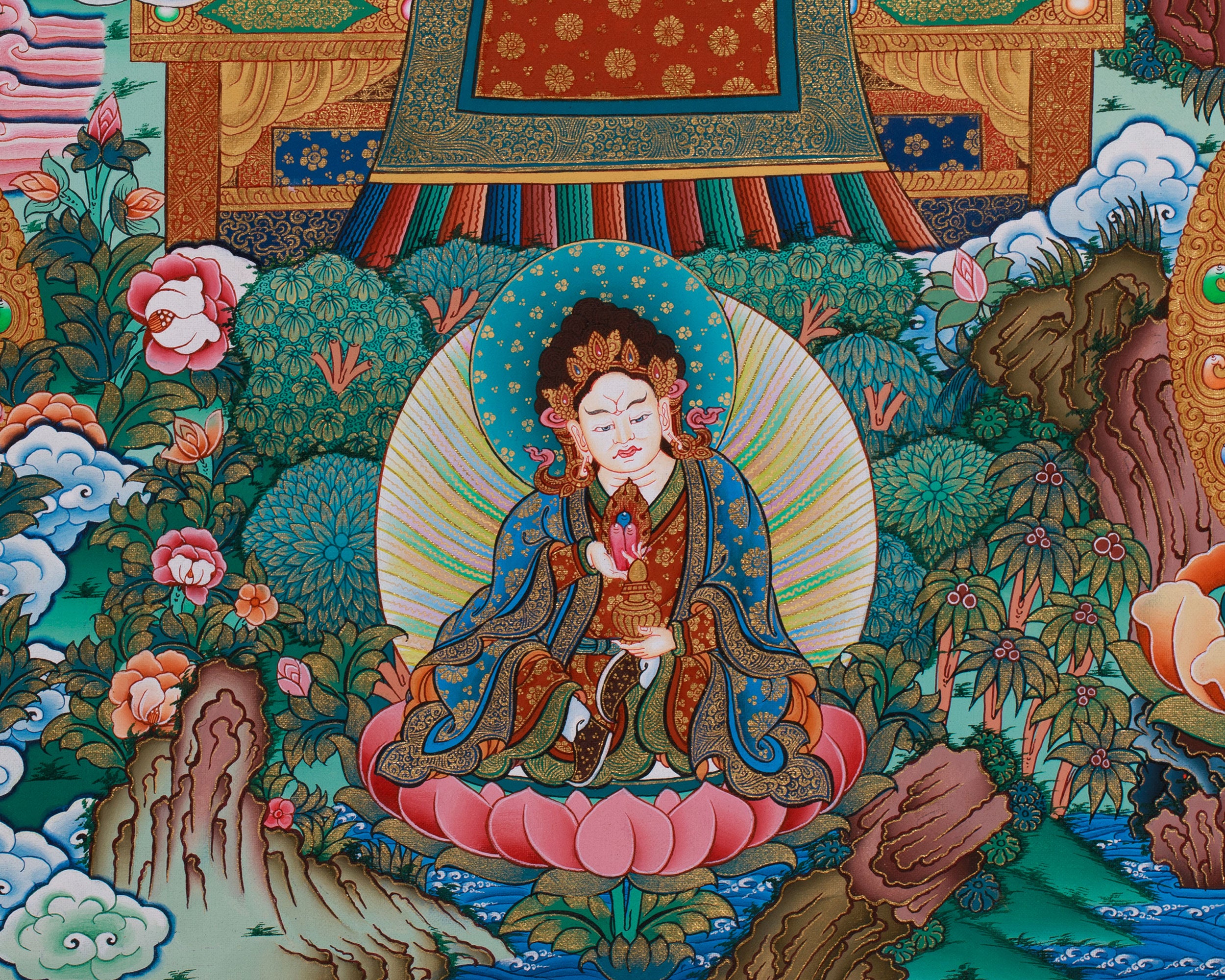 Eight Medicine Buddha Thangka | Hand-Painted in Traditional Style with 24K Gold | Healing Deities | Bhaisajyaguru Arts | Large Artwork