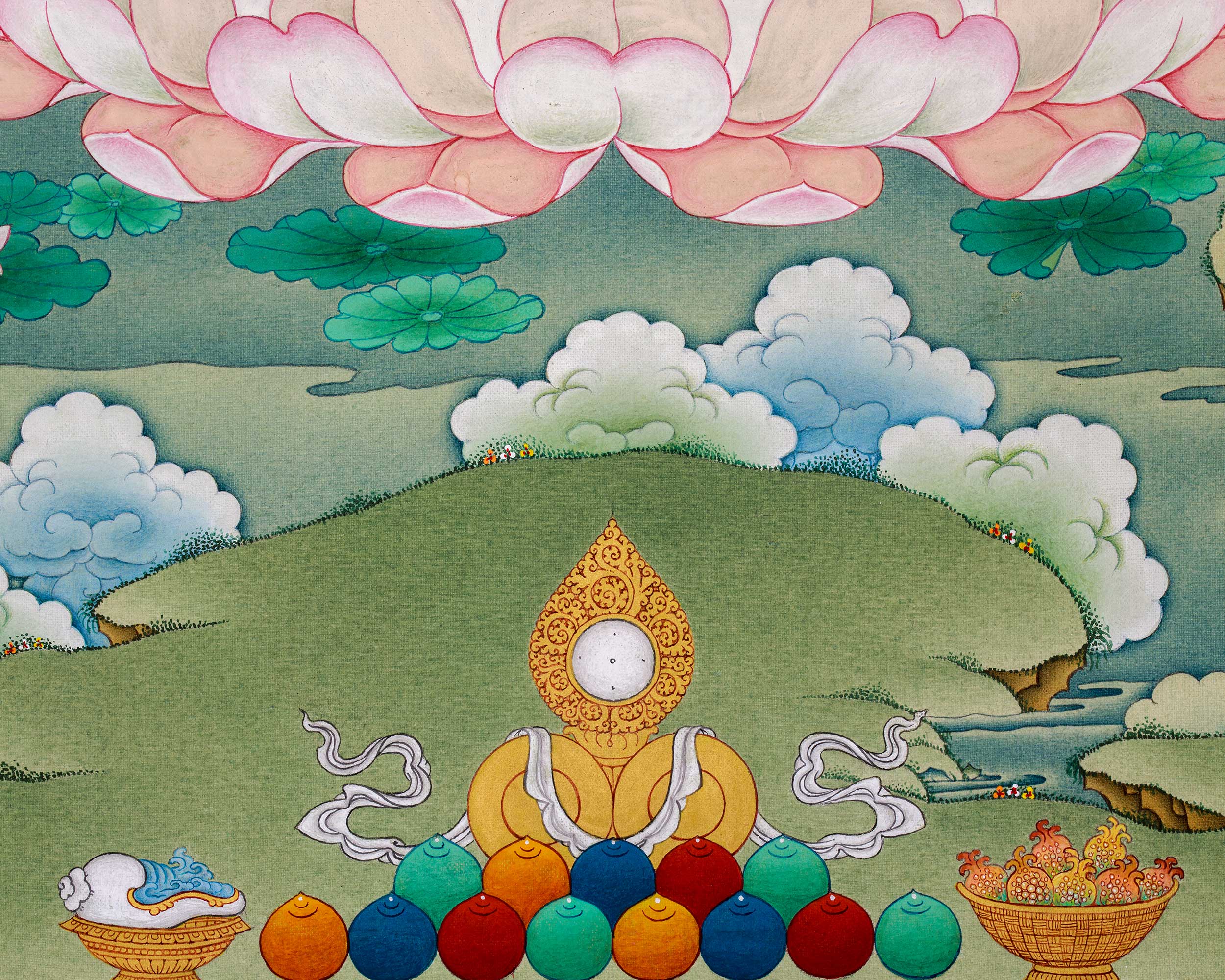 Compassion Buddha Avalokiteshvara Thangka | Authentic Stone Colors from Lhasa, Tibet