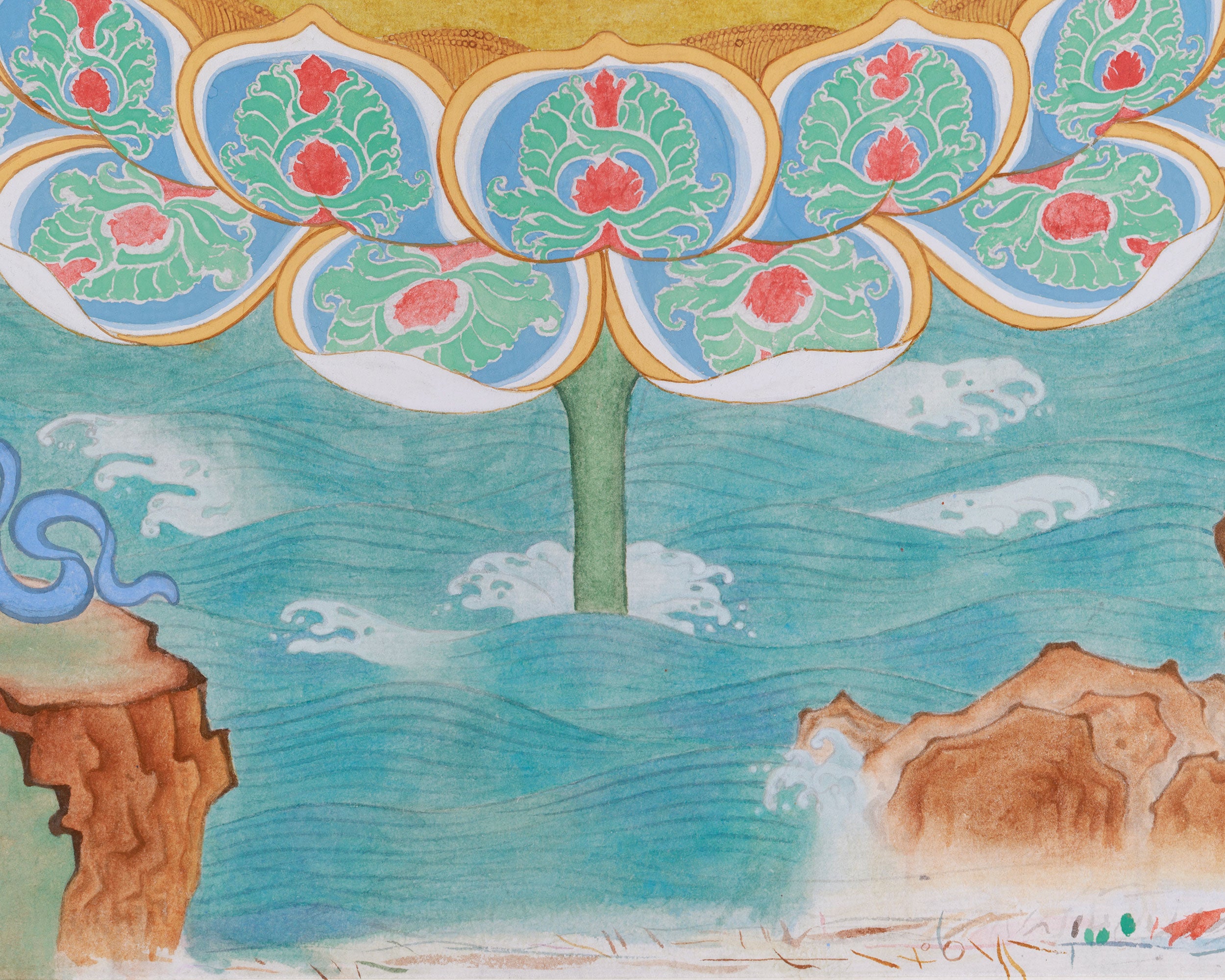 Rare & Unique Artwork of Manjushri | Contemporary Fusion of Paubha & Chinese Artistry