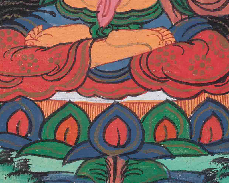 Vintage Manjushri Thangka | Antique Thangka