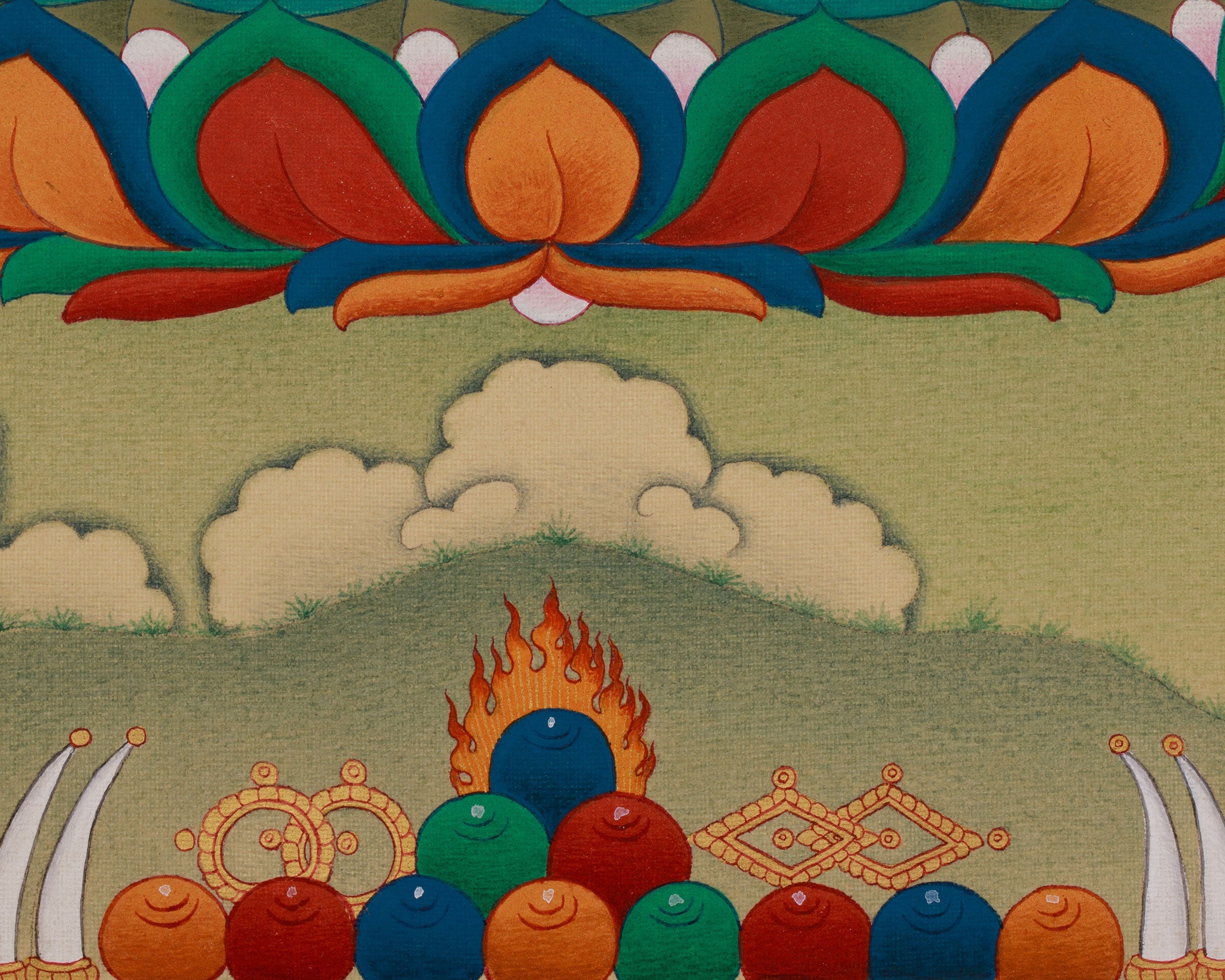 Sacred White Tara with Amitabha Buddha Thangka | Healing, Longevity, and Pure Land Peace