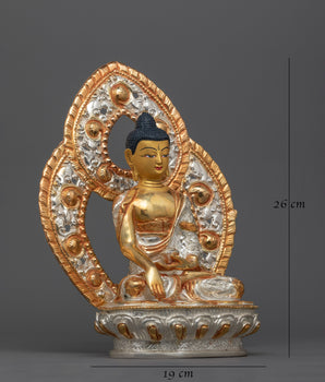 Shakyamuni Buddha Gold Silver Plated Statue | Handcrafted Emblem of Enlightenment