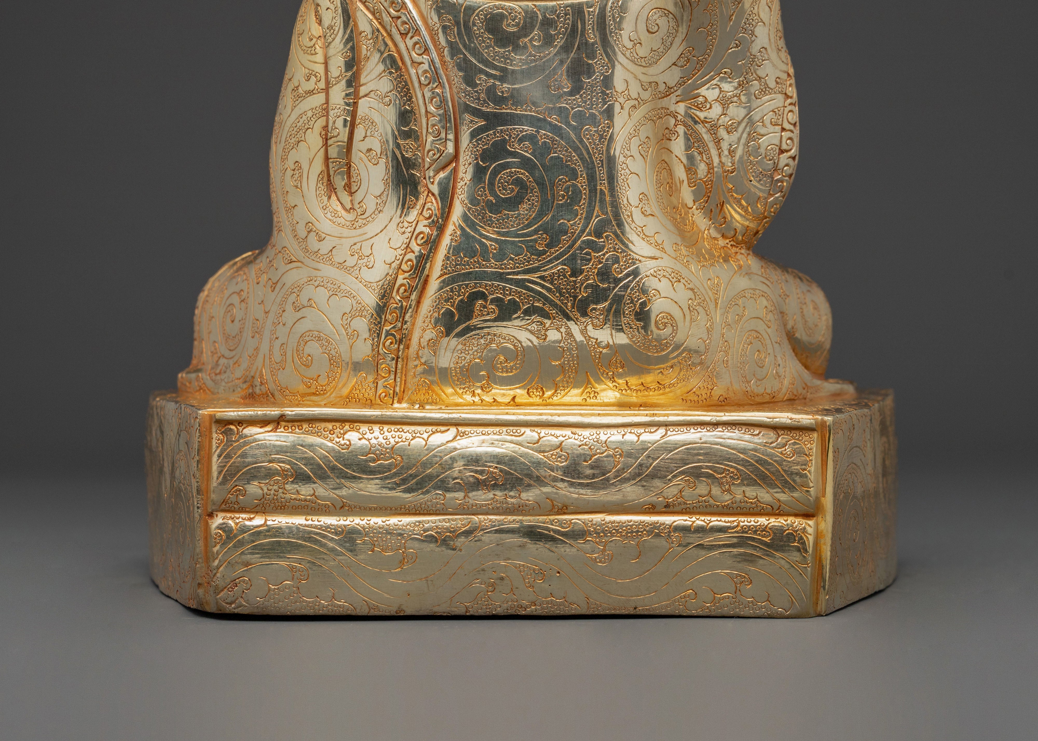 Buddhist Scholar Santaraksita Statue | Gold Plated Buddhist Scholar Altar Decor